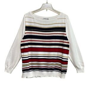 Alfred Dunner Sweater Womens Size XL Multicolor Striped Crew Neck Long Sleeve